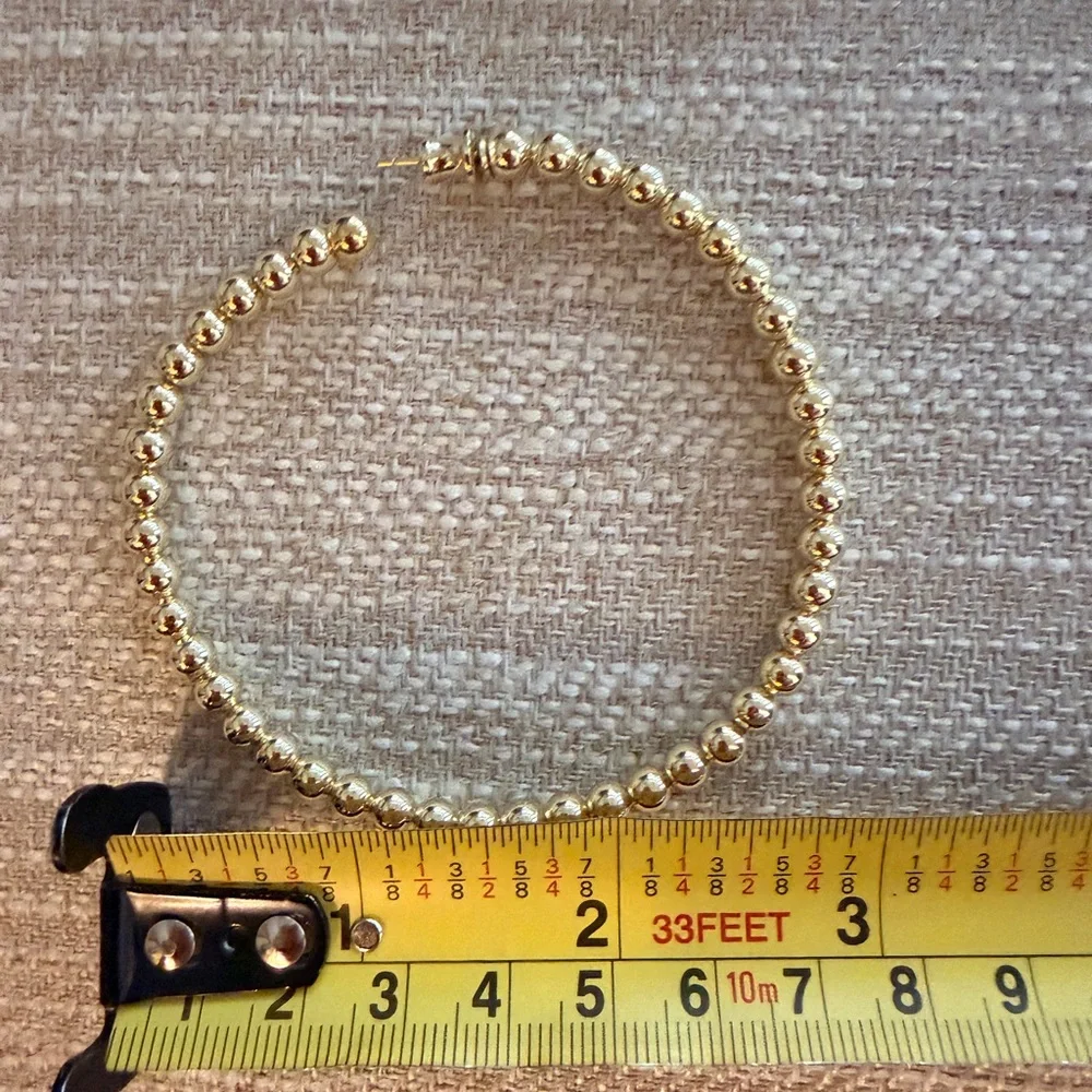 Melinda Maria 3” Mama Life’s a Ball Gold Hoop Earrings NEW (Discontinued) - Picture 2 of 2